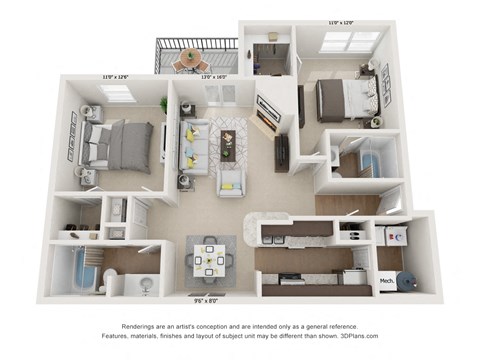 Oak 2Bed_2Bath at River Oak Apartments, PRG Real Estate, Kentucky, 40206